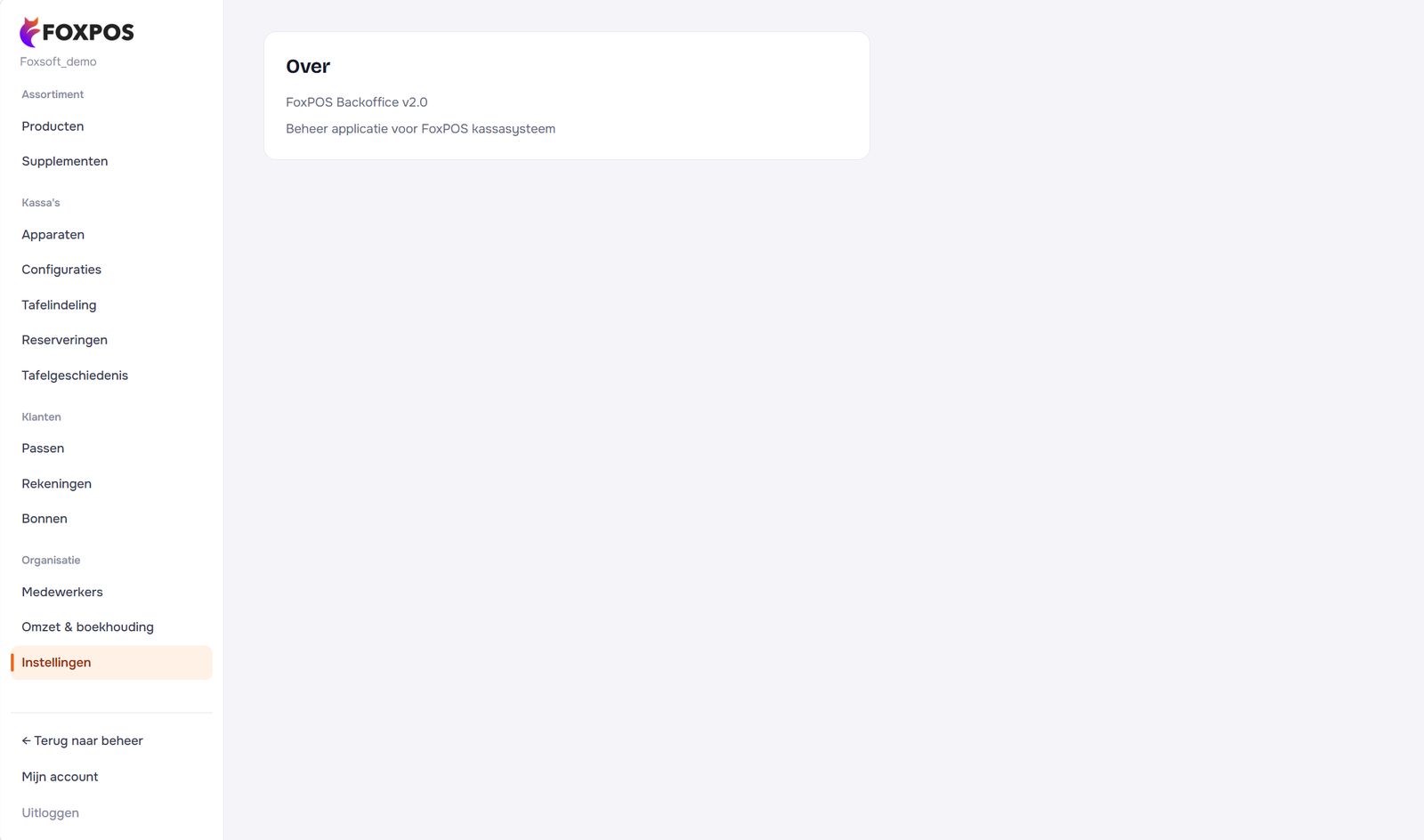 Instellingen in de backoffice