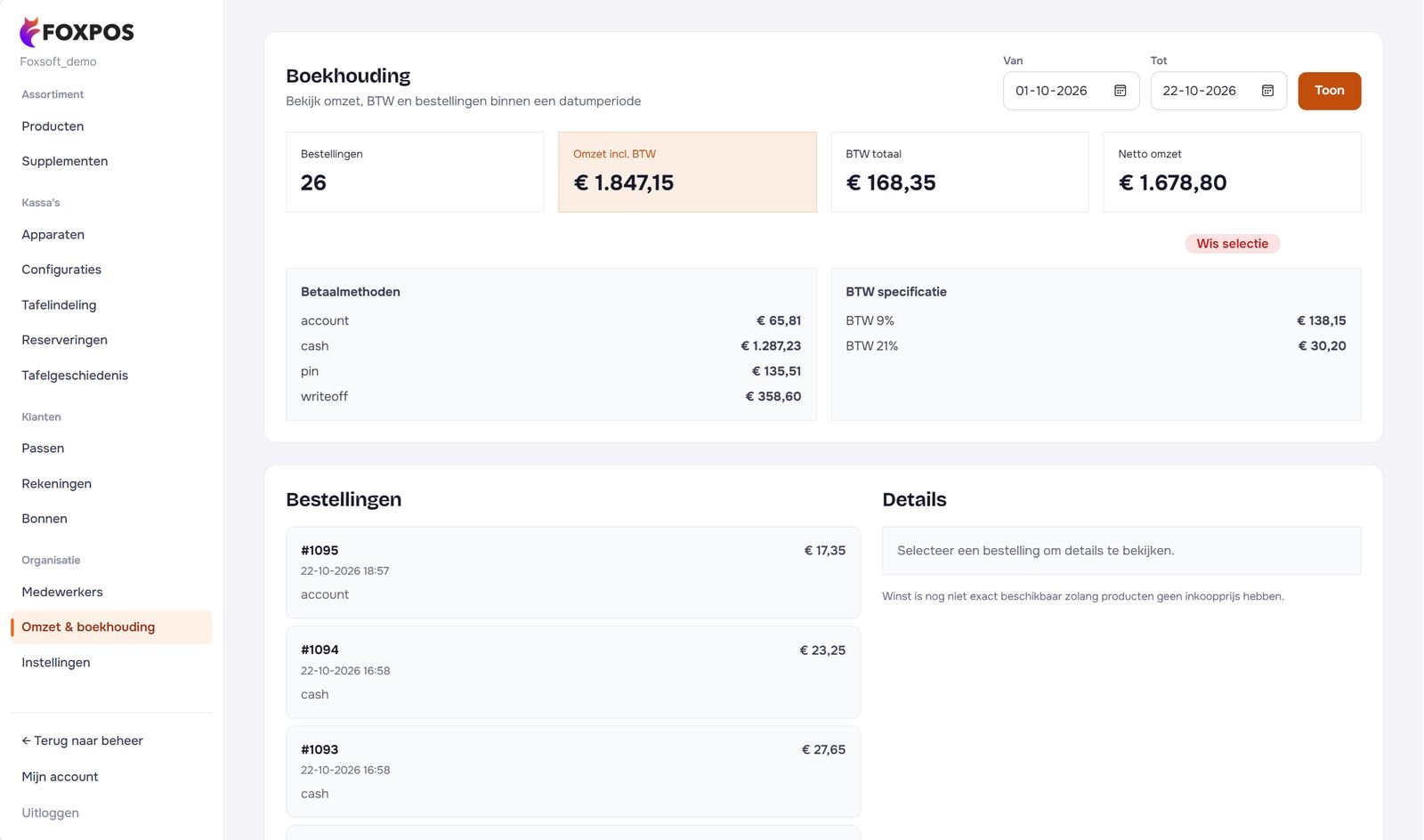 Omzet en boekhouding in de backoffice